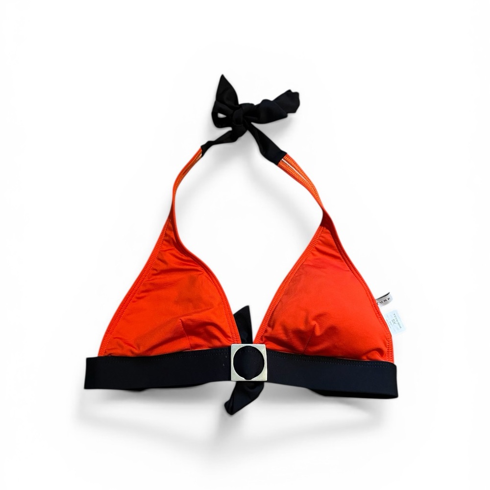 Trina Turk halter bikini top red black